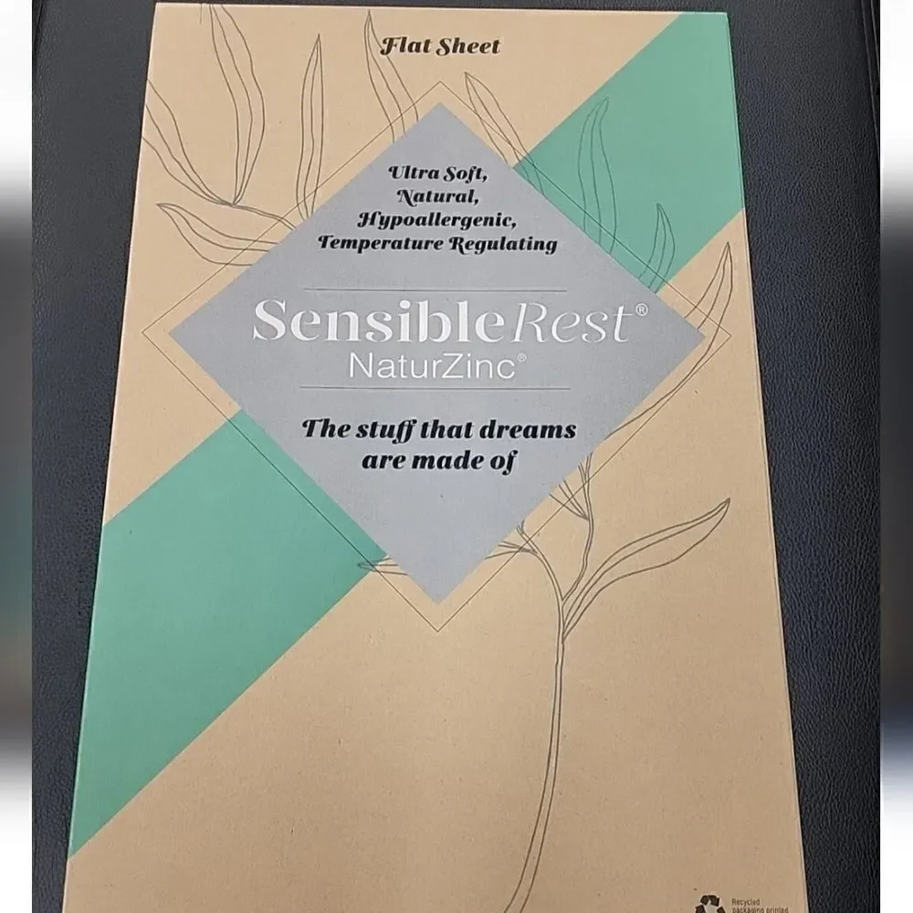 Brand New in Box SENSIBLE REST NaturZinc® King Flat Sheet Ivory Ret. $170